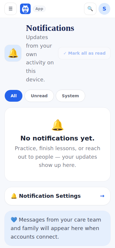 Notifications: what is new, from real activity.