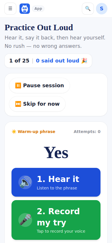 Practice Out Loud, which asks the browser for the microphone.